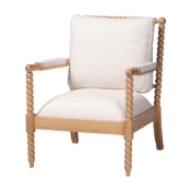 bali & pari Gracie Bobbin Wood Armchair with Padded Armrests Baxton Studio restaurant furniture, hotel furniture, commercial furniture, wholesale living room furniture, wholesale accent chairs, classic accent chairs